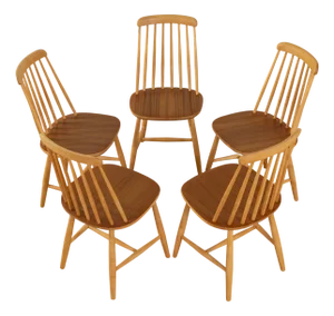 Vintage Rung Chairs, 1960s, Set of 5