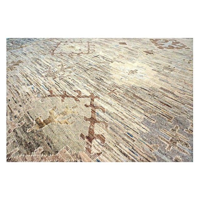 21st Century Turkish Oushak Wool 11x15 Tan, Charcoal & Ivory Handmade Area Rug #1144128 For Sale - Image 13 of 16