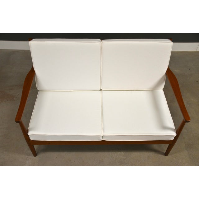 1950s 1950s Danish Modern Teak Loveseat Sofa For Sale - Image 5 of 8