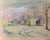 Vintage original gouache painting on illustration board depicting four geese in a rustic farm landscape. Very well done,...