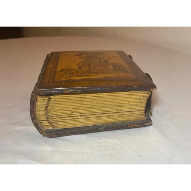 19th Century Antique 1800's Handmade Inlaid Marquetry Wood Brass Photo Album W/ Photographs For Sale - Image 5 of 12