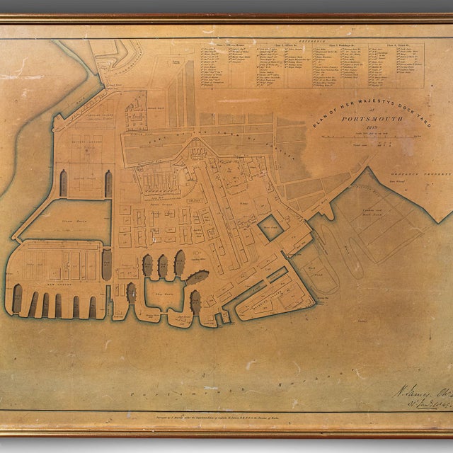 Antique Town Plan, Portsmouth Dockyard, English, Framed Cartography, Victorian For Sale - Image 4 of 12