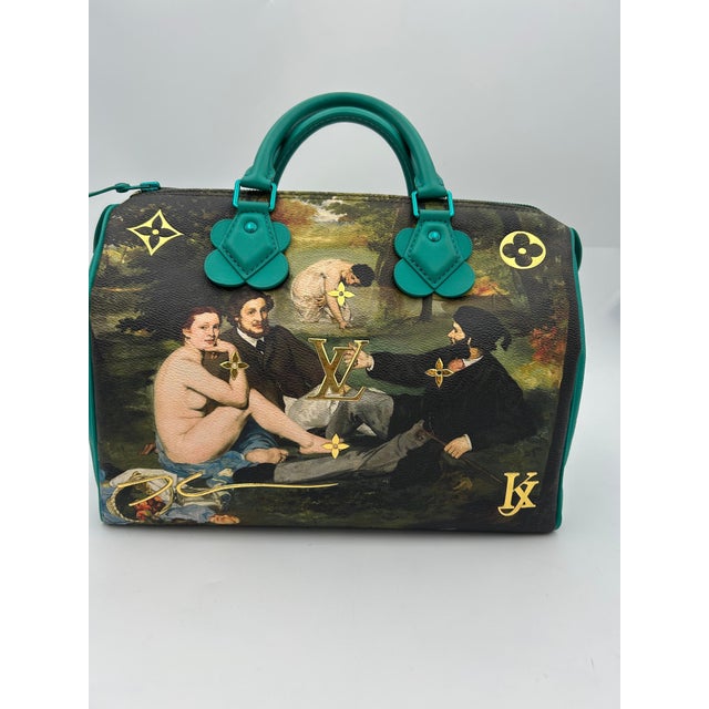 Teal Louis Vuitton X Jeff Koons Manet Speedy 30 For Sale - Image 8 of 12