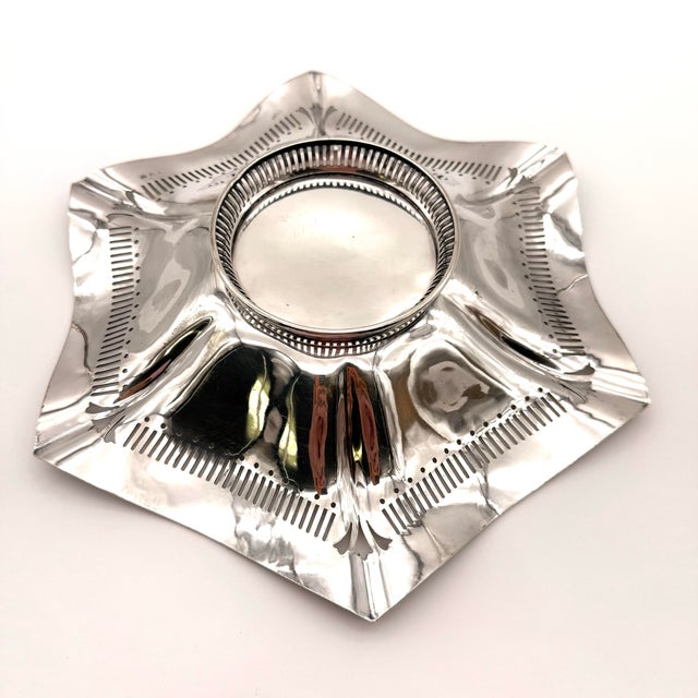 1940s Vintage Sheffield Silver Plate Centerpiece Bowl Basket For Sale - Image 5 of 8