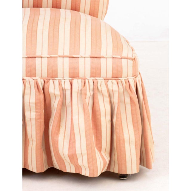Pink Striped Silk Upholstered Slipper Chair For Sale - Image 4 of 8
