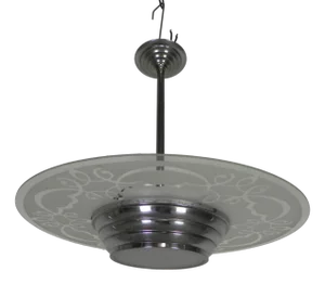 Art Deco Pendant Lamp with Glass Disc, 1930s