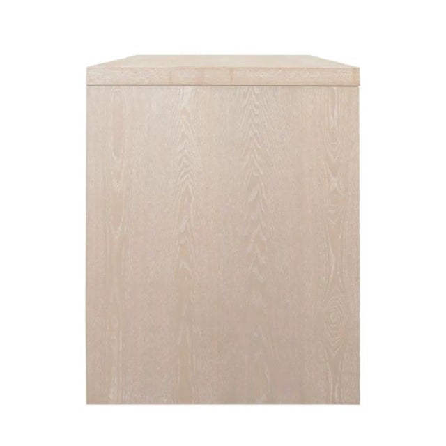 2020s Matthew Izzo Home Ralph Cerused Oak Two Drawer Executive Desk With Acrylic and Brass Hardware For Sale - Image 5 of 7