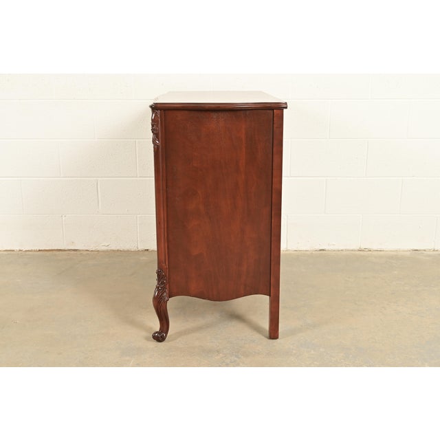 Romweber Antique French Provincial Louis XV Flame Mahogany Buffet Server or Bar Cabinet, Newly Refinished For Sale - Image 10 of 12