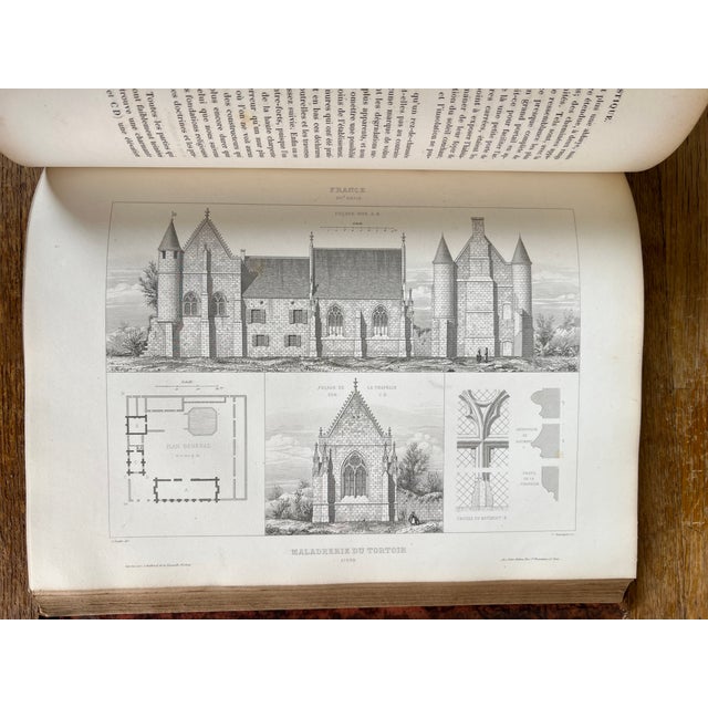 Large Antique French Architecture Books Verdier Cattois Red Leather Spine For Sale - Image 10 of 16
