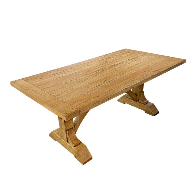 Solid Oak Timber Frame Trestle Table Chairish