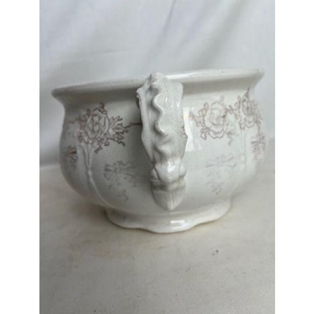Traditional Chamber Pot, Embossed White With Gold Flowers and Bows, Homer Laughlin For Sale - Image 3 of 11