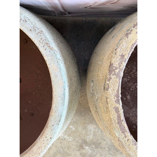 Cerulean Pair of Monumental 20th Century Terra Cotta Garden Urns For Sale - Image 8 of 10