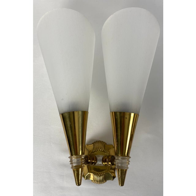 Mid-Century Modern Set of 4 Mid Century Modern Brass Sconces For Sale - Image 3 of 9