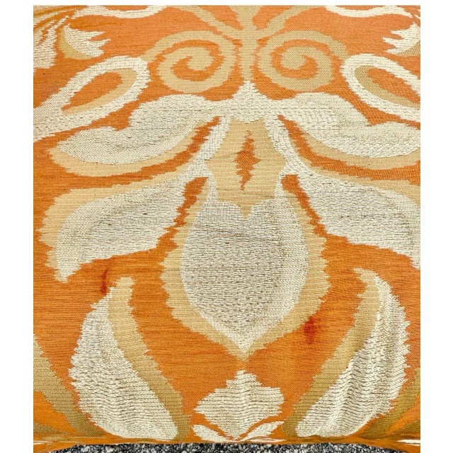 Wood Late 20th century Opposing Pair of Orange Damask Chairs For Sale - Image 7 of 11