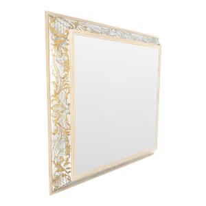 Fine Large 48" Square Convex Shape Reverse Painted Frame Italian Wall Mirror