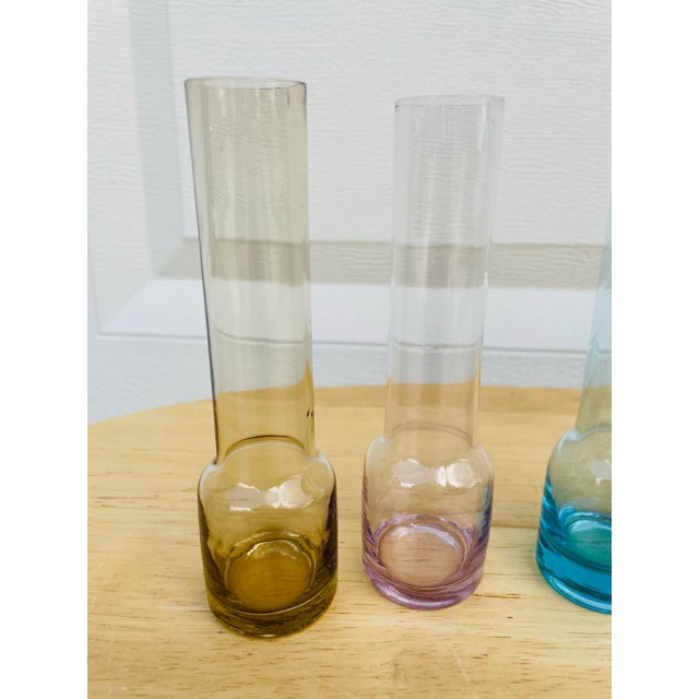 Mid 20th Century Set of 5 Vintage Mid Century Modern Blown Glass Bud Vases For Sale - Image 5 of 12