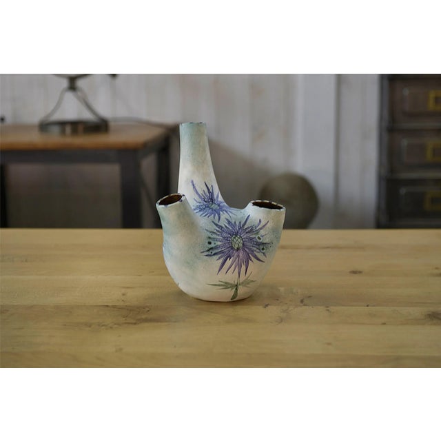 Light Yellow Model Chardon Ceramic Vase by Marie-Madeleine Jolly, 1940s For Sale - Image 8 of 9