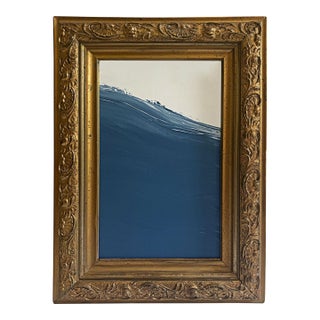 "Waves” Abstract Art in Antique Frame, Seascape Painting Transitional Wall Art by JTS For Sale