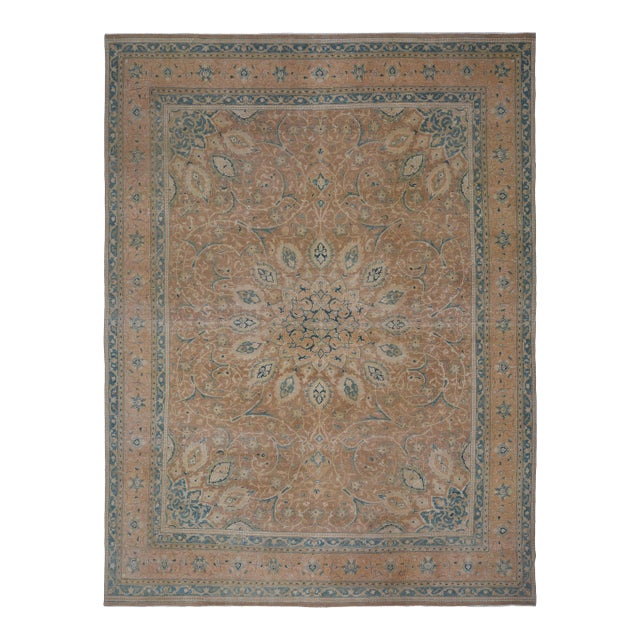 1970s Vintage Persian Handmade Wool Cotton Brown Area Rug For Sale