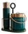 Italian Green Goatskin + Brass Cocktail Set Attributed to Aldo Tura, 1970s For Sale