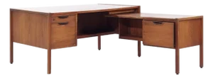 Jens Rinsom Mid Century Executive Desk in Walnut With Return, 1960s