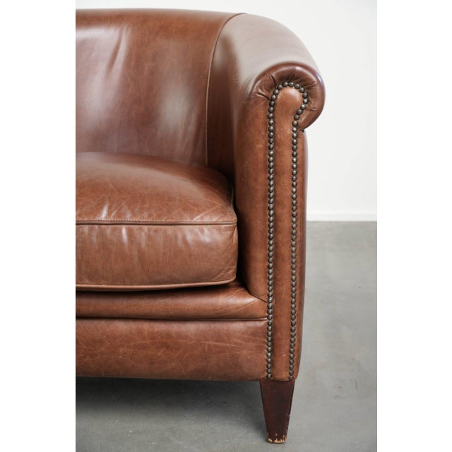 English-Style Club Chair in Cowhide Leather For Sale - Image 11 of 12