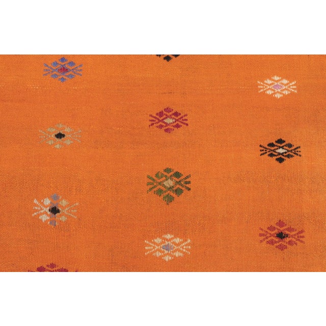 1960s Traditional Hand Knotted Orange Floral Kilim Rug For Sale - Image 10 of 13