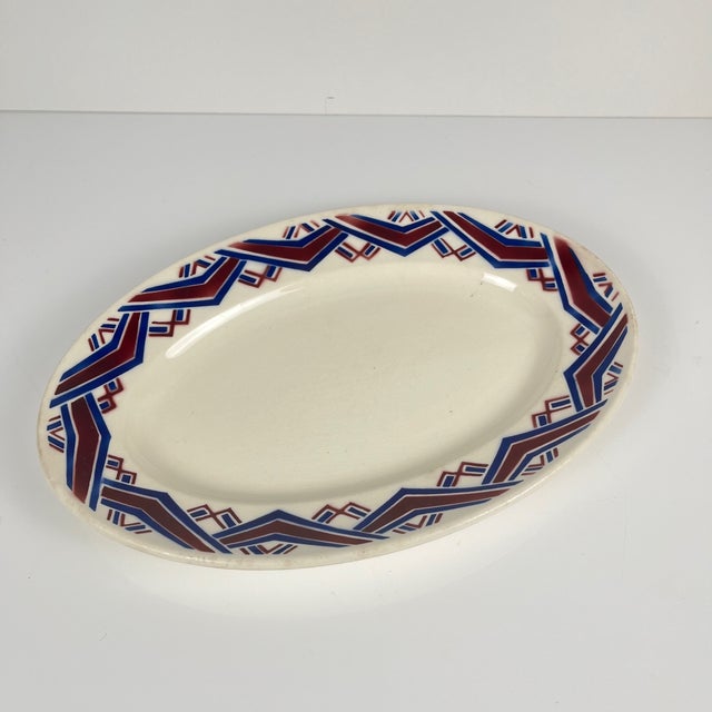 Antique Oval Babylone Platter from Badonviller, 1900s For Sale - Image 10 of 10
