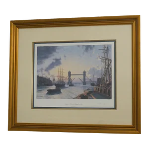 London Thames River Framed Engraving Print