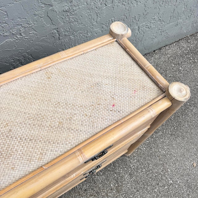 Wood Boho Chic Chunky Bamboo Wicker Dresser For Sale - Image 7 of 9