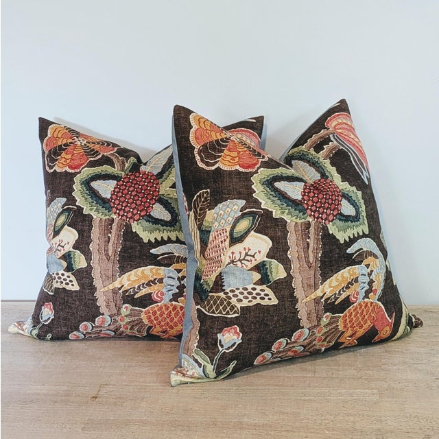 Lee Jofa Lee Jofa Leyland Print 22" Pillows in Tobacco For Sale - Image 4 of 6