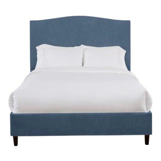 Hazel Twin Bedframe, Navy Linen For Sale