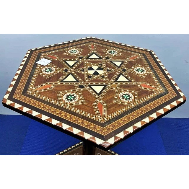Brown 1960s Vintage Inlaid Moroccan Side Table For Sale - Image 8 of 10