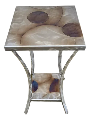 Vintage Artist Signed Frank Seckler Hand Crafted Fine Art Metal End Table