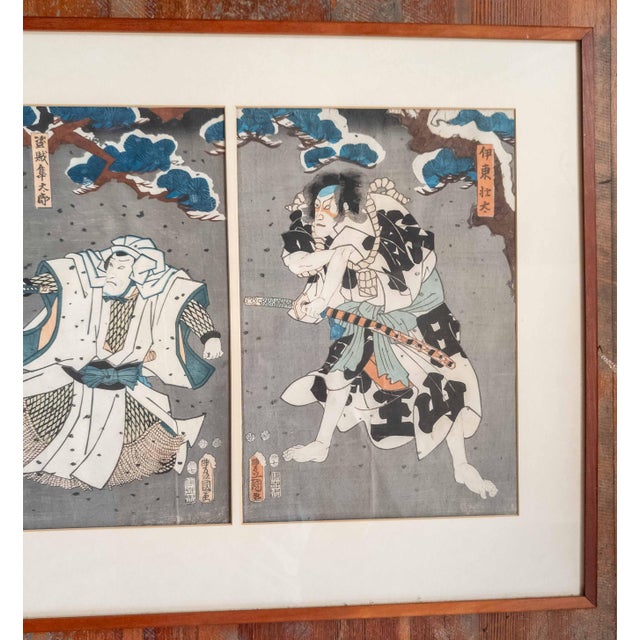 19th Century Japanese Ukiyo-E Woodblock Triptych Print by Utagawa Kunisada Toyokuni III For Sale - Image 4 of 16