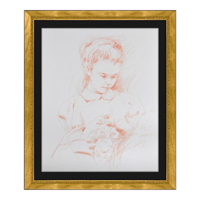 My Pet and I Impressionist Drawing, Pino Daeni For Sale