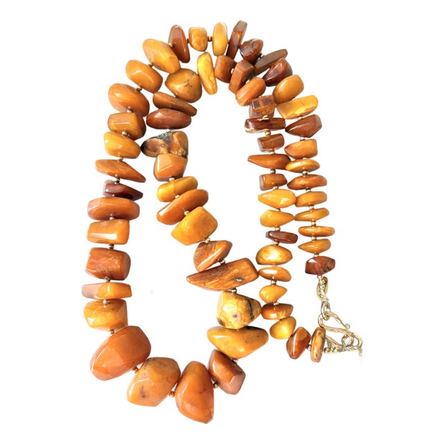 Vintage Butterscotch Amber Beaded Necklace For Sale