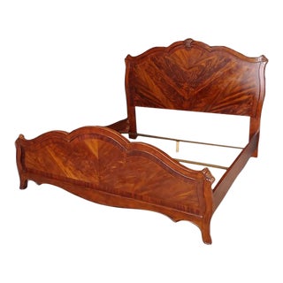 Late 20th Century King Size Flamed Mahogany Bed Frame For Sale