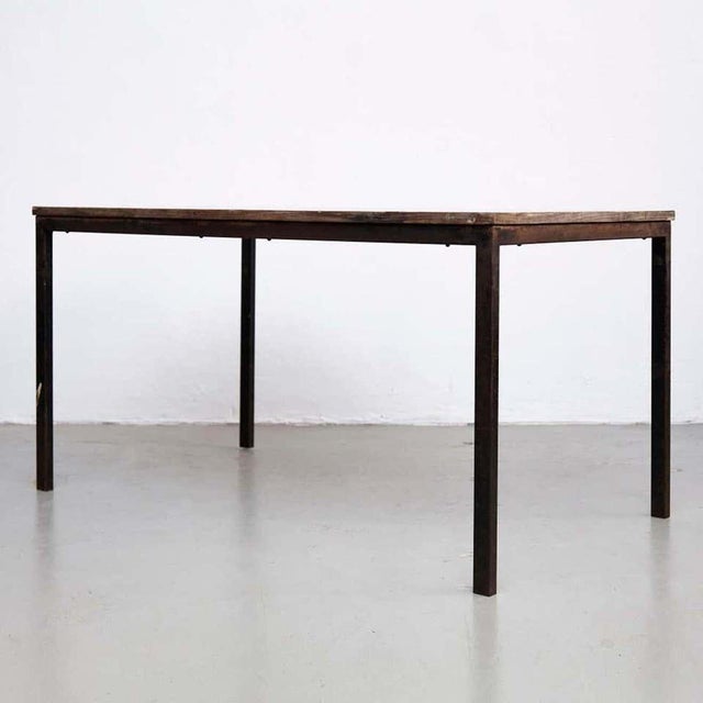 Charlotte Perriand Mid-Century Modern Wood Metal Cansado Table attributed to Charlotte Perriand, 1950s For Sale - Image 4 of 15