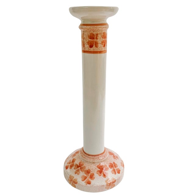 Ethan Allen Vintage Etan Allen Hand-Painted Faience Candlesticks - A Pair For Sale - Image 4 of 7