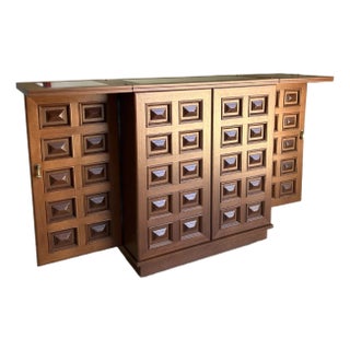 Vintage Rolling Collapsible Stone Top Bar For Sale