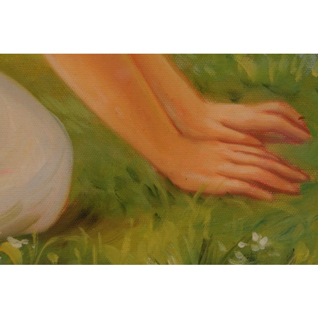 French Neoclassical Cupid & Venus Oil Painting After Guillaume Seignac 29" For Sale - Image 4 of 10