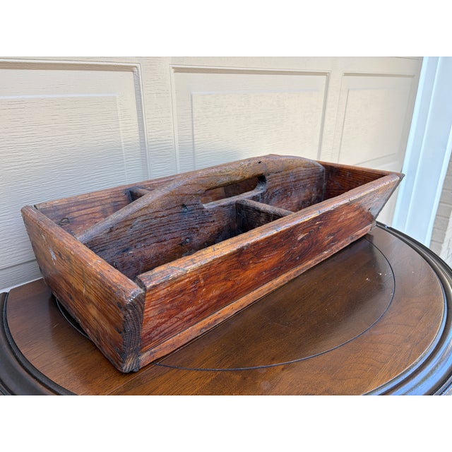 Early 20th Century Early 20th Century Rustic Wooden Garden Trug With Divided Interior For Sale - Image 5 of 12