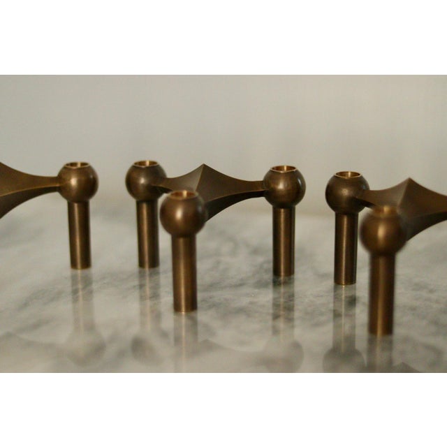 Vintage Brass Candleholders from Stoff Nagel, Set of 3 For Sale - Image 13 of 14