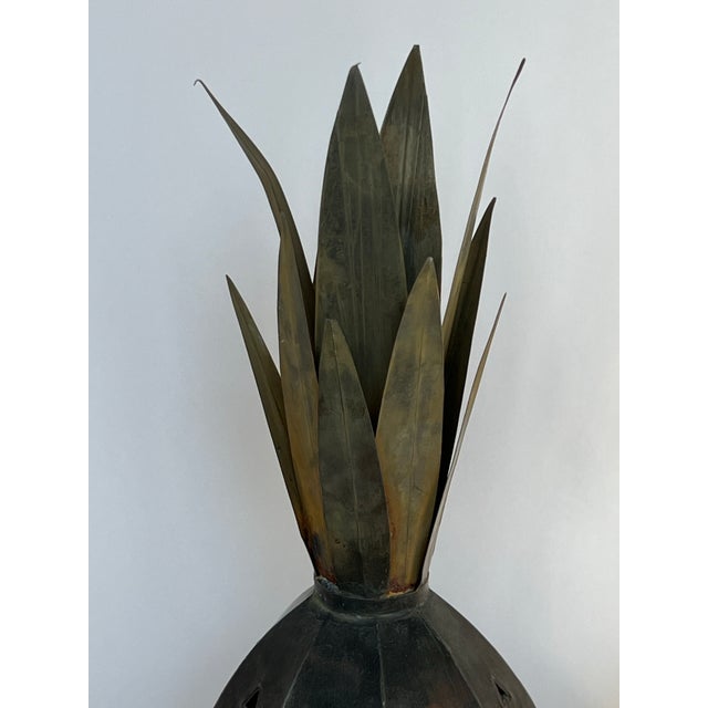 Metal Vintage Mexican Punched Tin Pineapple Lantern Votive Candle Holders – Hojalata Folk Art a Pair For Sale - Image 7 of 11