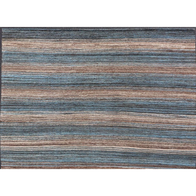 Brown and Blue Flat-Weave Hand Woven Kilim by Keivan Woven Arts, 9x12'4 For Sale In Atlanta - Image 6 of 13