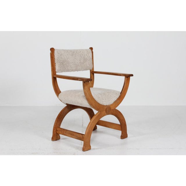 Danish Kurul Armchair in Oak and Sheep Skin by Henning Kjærnulf for Eg Møbler, 1970s For Sale - Image 17 of 17