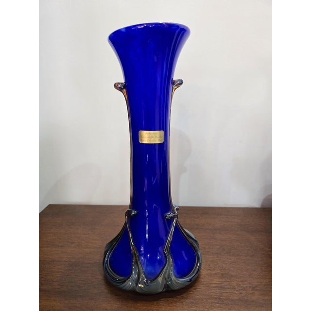 Cobalt Blue Blown Glass Vase from Silice Création Biot, 1995 For Sale - Image 9 of 18