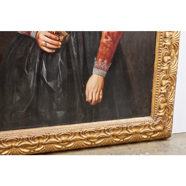 17th Century Portrait in Period Frame, 1619 For Sale In Los Angeles - Image 6 of 7