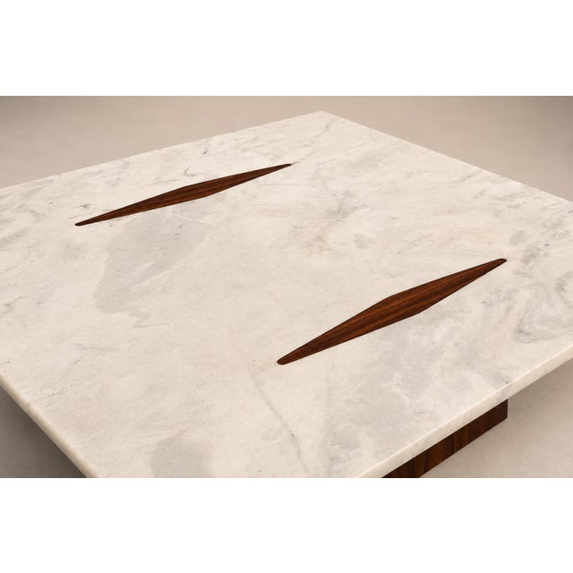 Wood Limestone Coffee Table by Jorge Zalszupin in Rosewood & Marble, Brazil, 1959 For Sale - Image 7 of 18